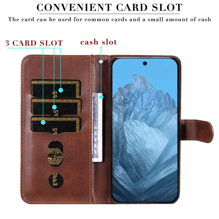 For Google Pixel 9 Fashion Calf Texture Zipper Leather Phone Case(Brown)