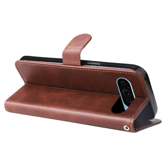 For Google Pixel 9 Fashion Calf Texture Zipper Leather Phone Case(Brown)