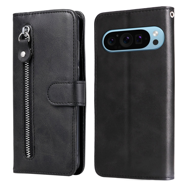 For Google Pixel 9 Fashion Calf Texture Zipper Leather Phone Case(Black)