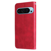 For Google Pixel 9 Fashion Calf Texture Zipper Leather Phone Case(Red)