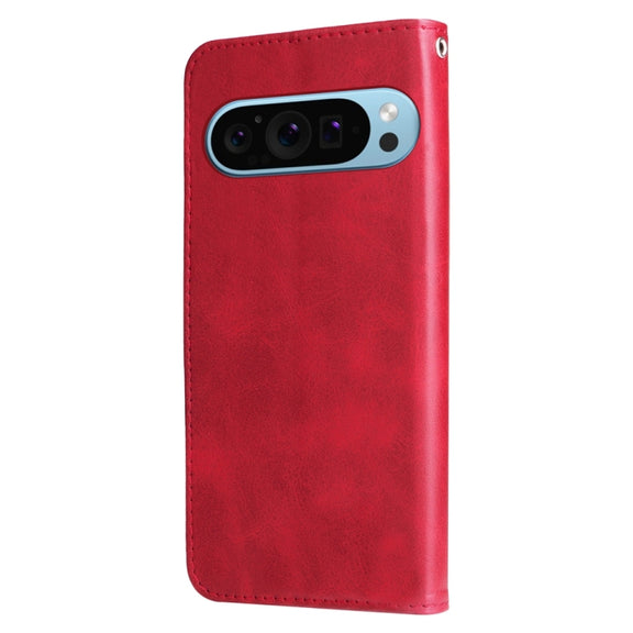 For Google Pixel 9 Fashion Calf Texture Zipper Leather Phone Case(Red)
