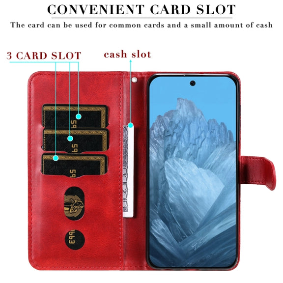For Google Pixel 9 Fashion Calf Texture Zipper Leather Phone Case(Red)