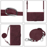 For iPhone 16 Crossbody 3D Embossed Flip Leather Phone Case(Wine Red)