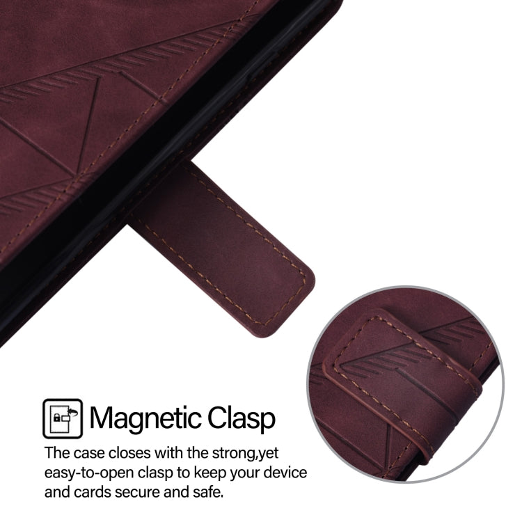 For iPhone 16 Crossbody 3D Embossed Flip Leather Phone Case(Wine Red)