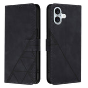 For iPhone 16 Plus Crossbody 3D Embossed Flip Leather Phone Case(Black)
