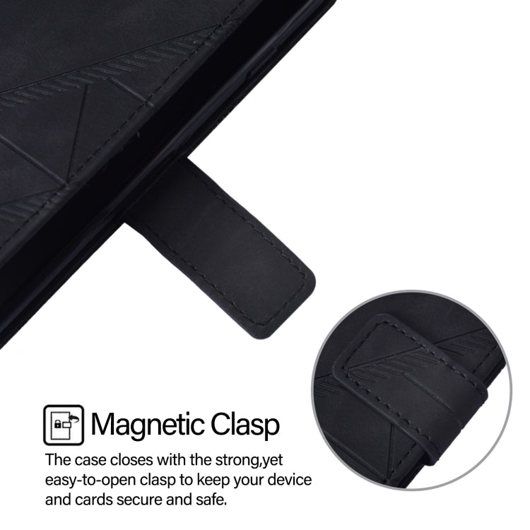 For iPhone 16 Plus Crossbody 3D Embossed Flip Leather Phone Case(Black)