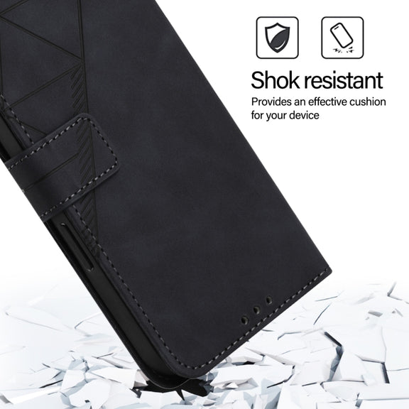For iPhone 16 Plus Crossbody 3D Embossed Flip Leather Phone Case(Black)