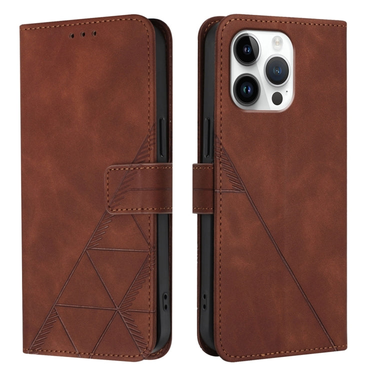 For iPhone 16 Pro Max Crossbody 3D Embossed Flip Leather Phone Case(Brown)