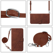 For iPhone 16 Pro Max Crossbody 3D Embossed Flip Leather Phone Case(Brown)