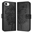 For iPhone 16e Embossed Butterfly Leather Phone Case(Black) - iPhone 16e Cases by PMC TechLife | Online Shopping South Africa | PMC TechLife | Buy Now Pay Later Mobicred