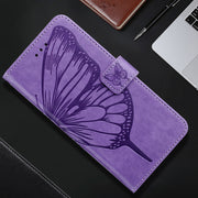 For iPhone 16 Plus Embossed Butterfly Leather Phone Case(Light Purple)