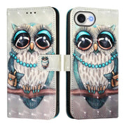 For iPhone 16e 3D Painting Horizontal Flip Leather Phone Case(Grey Owl)