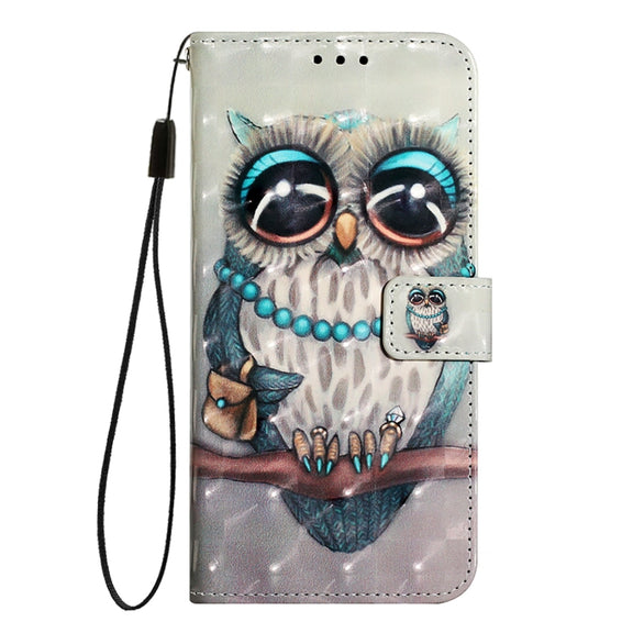 For iPhone 16e 3D Painting Horizontal Flip Leather Phone Case(Grey Owl)
