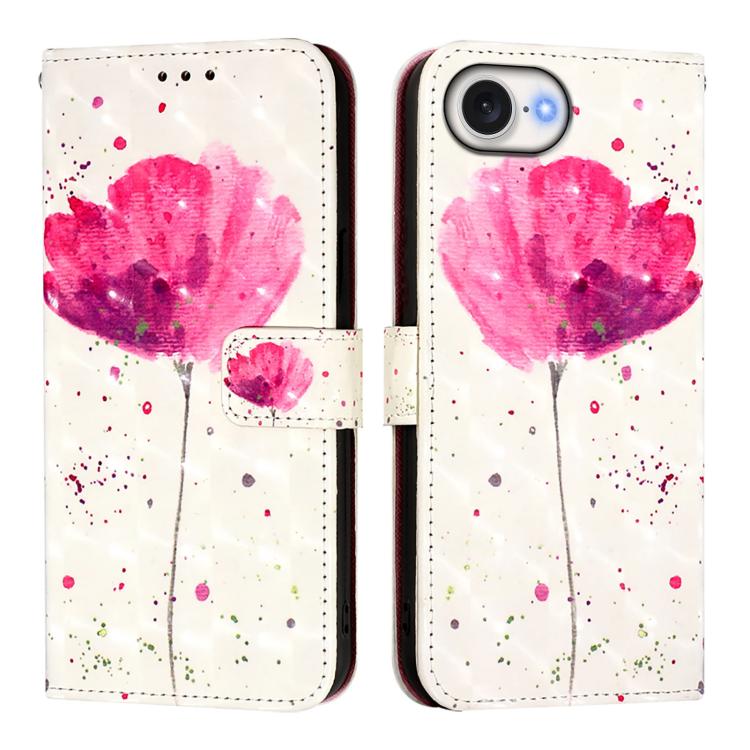 For iPhone 16e 3D Painting Horizontal Flip Leather Phone Case(Flower)