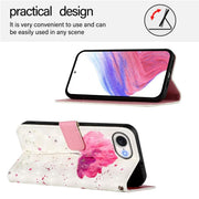 For iPhone 16e 3D Painting Horizontal Flip Leather Phone Case(Flower)