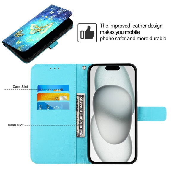 For iPhone 16 Pro Max 3D Painting Horizontal Flip Leather Phone Case(Golden Butterfly)