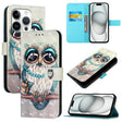For iPhone 16 Pro 3D Painting Horizontal Flip Leather Phone Case(Grey Owl) - iPhone 16 Pro Cases by PMC TechLife | Online Shopping South Africa | PMC TechLife | Buy Now Pay Later Mobicred