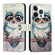 For iPhone 16 Pro 3D Painting Horizontal Flip Leather Phone Case(Grey Owl)
