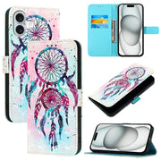 For iPhone 16 Plus 3D Painting Horizontal Flip Leather Phone Case(Color Drop Wind Chimes)