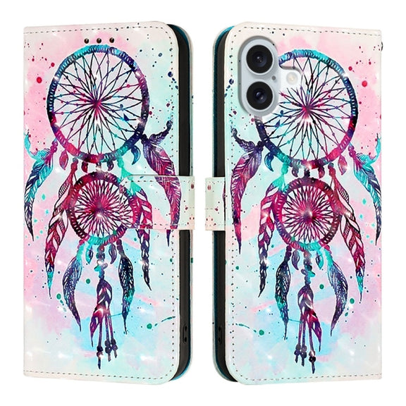 For iPhone 16 Plus 3D Painting Horizontal Flip Leather Phone Case(Color Drop Wind Chimes)