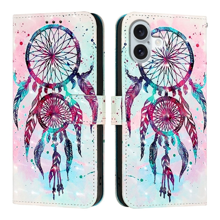 For iPhone 16 Plus 3D Painting Horizontal Flip Leather Phone Case(Color Drop Wind Chimes)