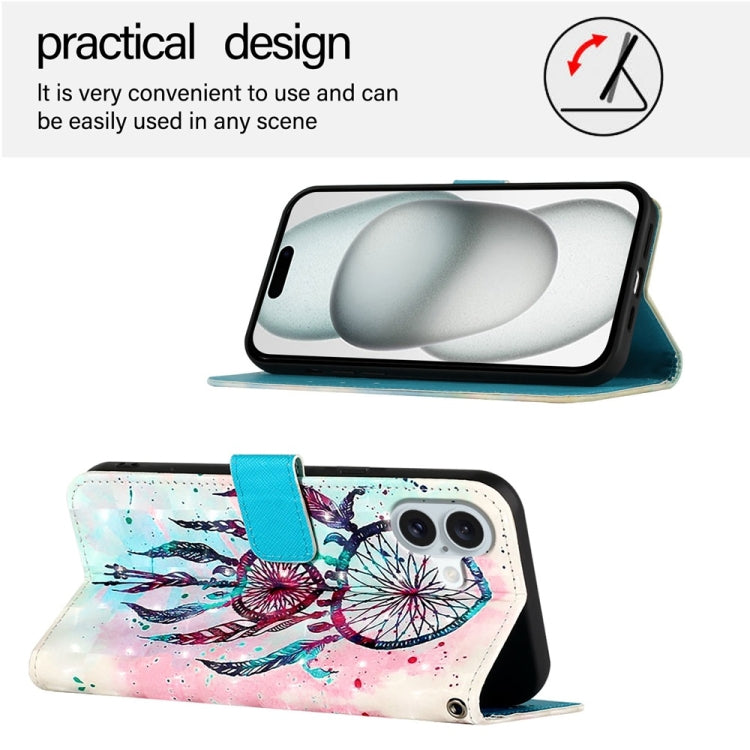 For iPhone 16 Plus 3D Painting Horizontal Flip Leather Phone Case(Color Drop Wind Chimes)