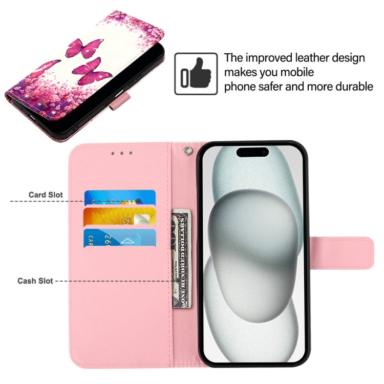 For iPhone 16 3D Painting Horizontal Flip Leather Phone Case(Rose Butterfly)