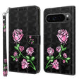 For Google Pixel 9 3D Painted Pattern Leather Phone Case(Rose) - Google Cases by PMC TechLife | Online Shopping South Africa | PMC TechLife | Buy Now Pay Later Mobicred