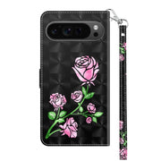 For Google Pixel 9 3D Painted Pattern Leather Phone Case(Rose)