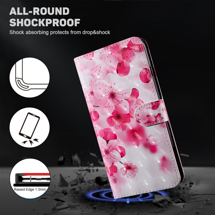 For Google Pixel 9 3D Painted Pattern Leather Phone Case(Red Flower)