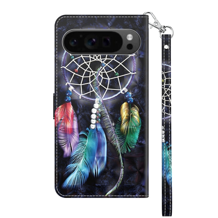 For Google Pixel 9 Pro 3D Painted Pattern Leather Phone Case(Colorful Dreamcatcher)