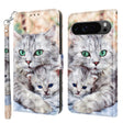 For Google Pixel 9 Pro 3D Painted Pattern Leather Phone Case(Two Loving Cats) - Google Cases by PMC TechLife | Online Shopping South Africa | PMC TechLife | Buy Now Pay Later Mobicred