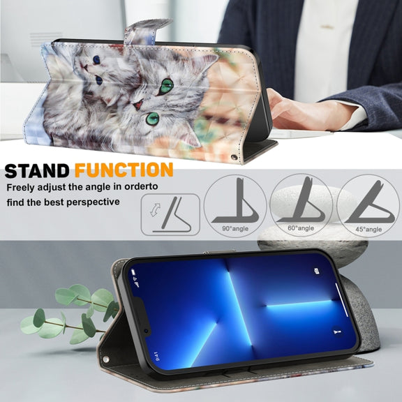 For Google Pixel 9 Pro 3D Painted Pattern Leather Phone Case(Two Loving Cats)