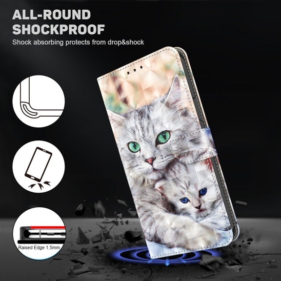 For Google Pixel 9 Pro 3D Painted Pattern Leather Phone Case(Two Loving Cats)
