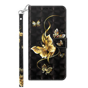 For Google Pixel 9 Pro 3D Painted Pattern Leather Phone Case(Golden Butterfly)
