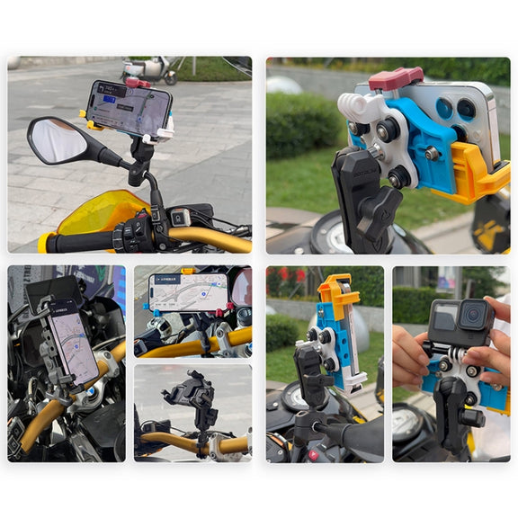 MOTOSLG Crab Motorcycle Phone Clamp Bracket U-Type Headbar Mount(Black)