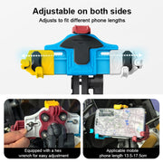 MOTOSLG Crab Motorcycle Phone Clamp Bracket L-Type Rear Mirror Mount(Blue White Red)