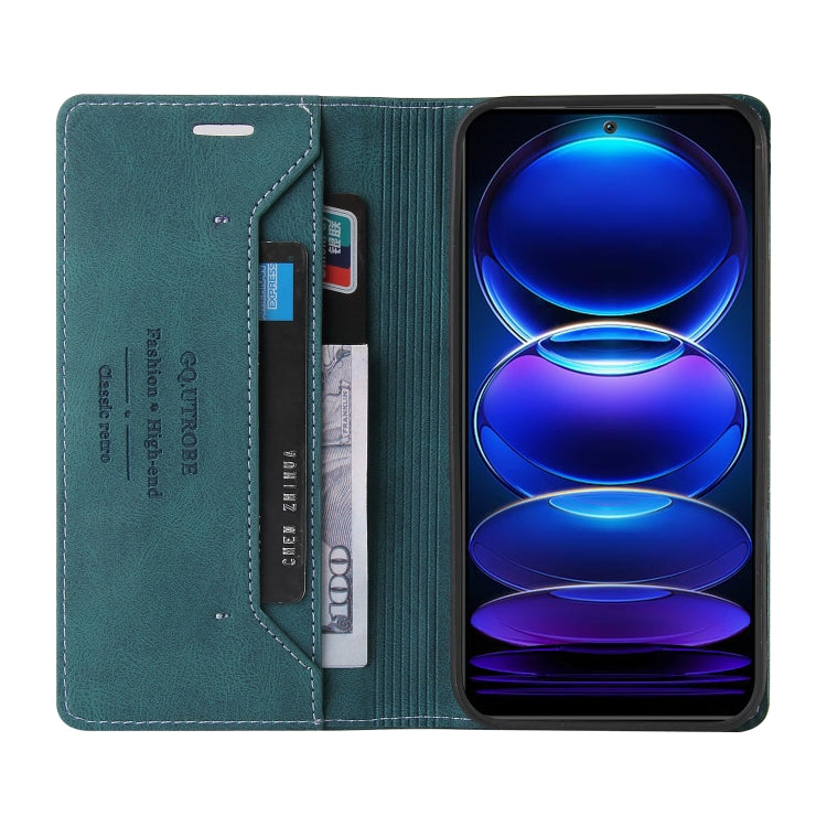For Xiaomi Redmi Note 12 India/Poco X5 Skin Feel Anti-theft Brush Horizontal Flip Leather Case with Holder(Blue)