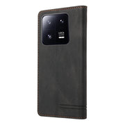For Xiaomi 13 Pro Skin Feel Anti-theft Brush Horizontal Flip Leather Case with Holder(Black)