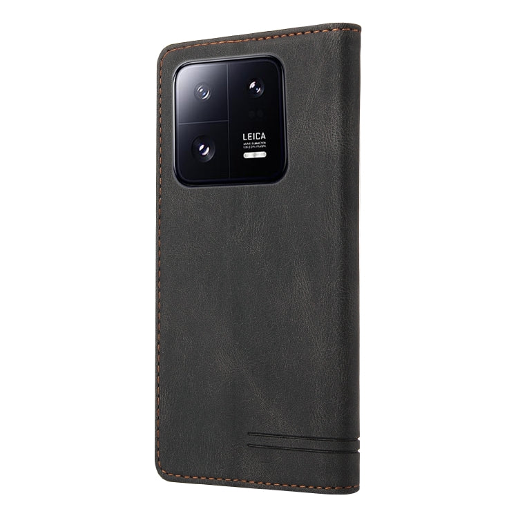 For Xiaomi 13 Pro Skin Feel Anti-theft Brush Horizontal Flip Leather Case with Holder(Black)