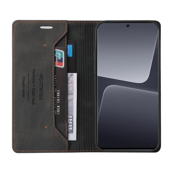 For Xiaomi 13 Pro Skin Feel Anti-theft Brush Horizontal Flip Leather Case with Holder(Black)