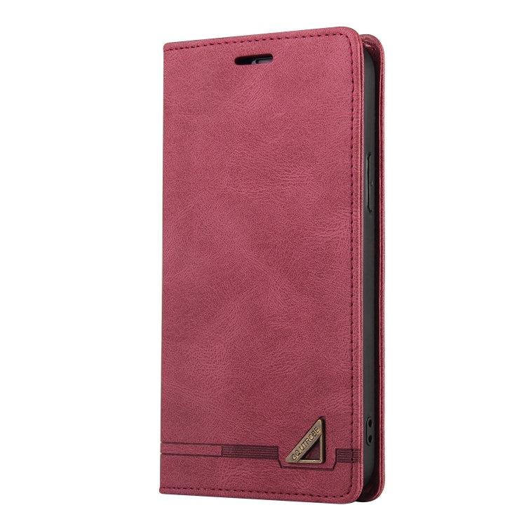For Xiaomi Redmi 13C Skin Feel Anti-theft Brush Horizontal Flip Leather Case with Holder(Wine Red)