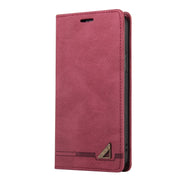 For Xiaomi Redmi 13C Skin Feel Anti-theft Brush Horizontal Flip Leather Case with Holder(Wine Red)