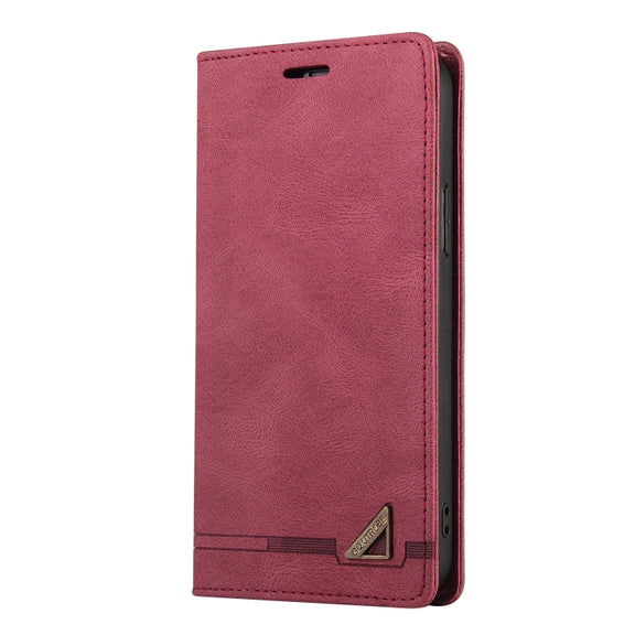 For Xiaomi Redmi 13C Skin Feel Anti-theft Brush Horizontal Flip Leather Case with Holder(Wine Red)