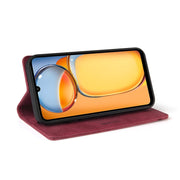 For Xiaomi Redmi 13C Skin Feel Anti-theft Brush Horizontal Flip Leather Case with Holder(Wine Red)