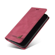 For Xiaomi Redmi 13C Skin Feel Anti-theft Brush Horizontal Flip Leather Case with Holder(Wine Red)