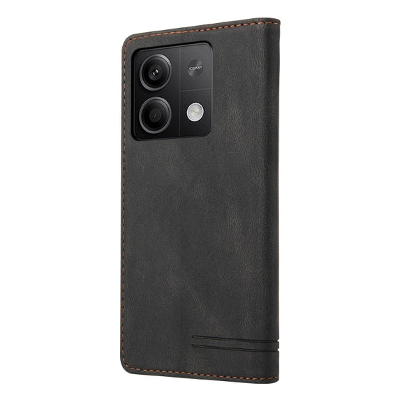 For Xiaomi Redmi Note 13 5G Skin Feel Anti-theft Brush Horizontal Flip Leather Case with Holder(Black)