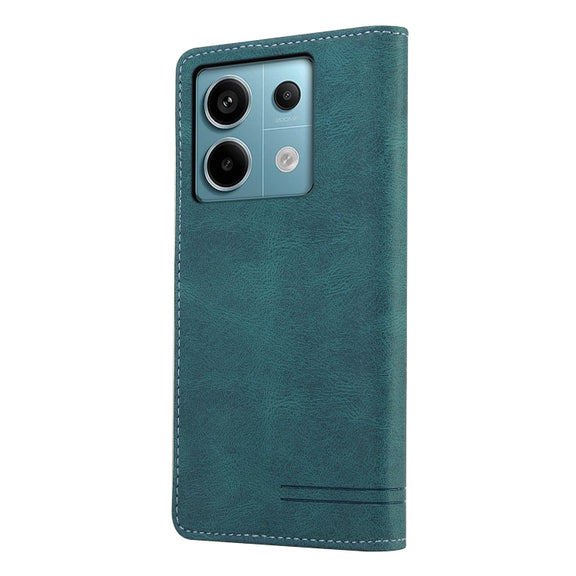 For Xiaomi Redmi Note 13 Pro 5G Skin Feel Anti-theft Brush Horizontal Flip Leather Case with Holder(Blue)
