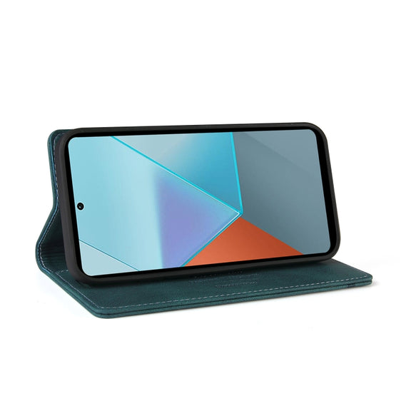 For Xiaomi Redmi Note 13 Pro 5G Skin Feel Anti-theft Brush Horizontal Flip Leather Case with Holder(Blue)