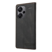 For Xiaomi Redmi Note 13 Pro+ Skin Feel Anti-theft Brush Horizontal Flip Leather Case with Holder(Black)